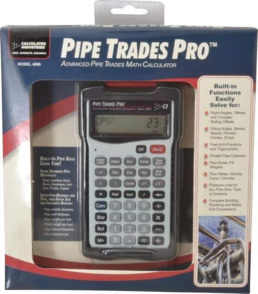 Calculated Industries - 58 Function Pipe Trades Industrial Calculator - 5.6299 Inch Long x 3 Inch Wide - Apex Tool & Supply