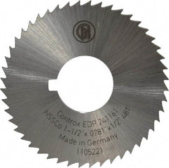 Controx - 1-1/2" Diam x 0.0781" Blade Thickness x 1/2" Arbor Hole Diam, 48 Tooth Slitting and Slotting Saw - Arbor Connection, Right Hand, Uncoated, Cobalt, Concave Ground, Contains Keyway - Apex Tool & Supply