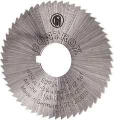 Controx - 1-3/4" Diam x 1/16" Blade Thickness x 1/2" Arbor Hole Diam, 56 Tooth Slitting and Slotting Saw - Arbor Connection, Right Hand, Uncoated, Cobalt, Concave Ground, Contains Keyway - Apex Tool & Supply