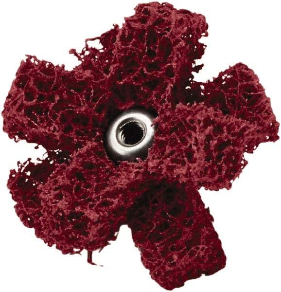 3M - 2" Diam Medium Density Cross Buff - 2 Plys, 8-32 Thread, Medium Grade, 12,000 Max RPM - Apex Tool & Supply