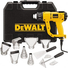 DeWALT - 150 to 1,100°F Heat Setting, 17.7 CFM Air Flow, Heat Gun Kit - 120 Volts, 13 Amps, 1,550 Watts, 7' Cord Length - Apex Tool & Supply