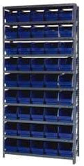 Quantum Storage - 45 Bin Store-More Shelf Bin System - 36 Inch Overall Width x 18 Inch Overall Depth x 75 Inch Overall Height, Blue Polypropylene Bins - Apex Tool & Supply
