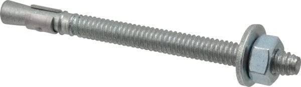 Red Head - 1/4 Inch Diameter, 1/4-20 Inch Thread, 3-1/4 Inch Overall Length, Grade 3, Wedge Expansion Concrete Anchor - Steel, Zinc Plated, 2-1/4 Inch Thread Length, Tie Wire Head, 1/4 Inch Drill - Apex Tool & Supply