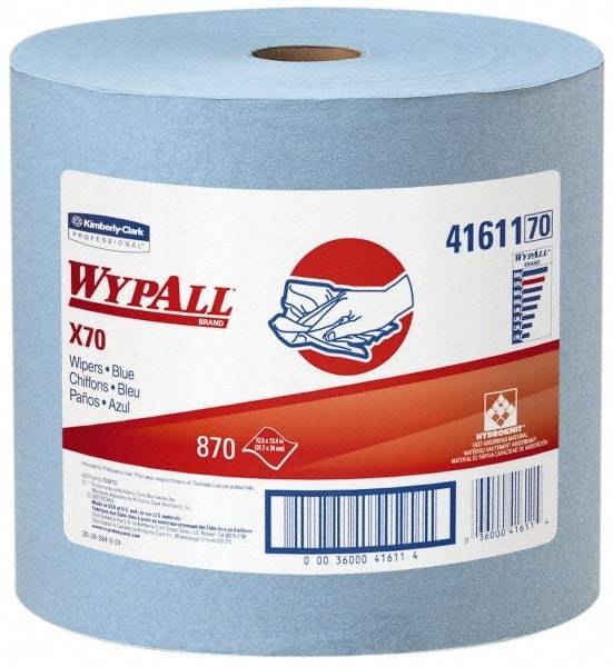 WypAll - X70 Dry Shop Towel/Industrial Wipes - Jumbo Roll, 13-3/8" x 12-1/2" Sheet Size, Blue - Apex Tool & Supply