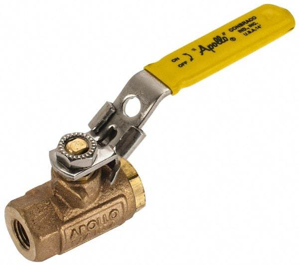 Apollo - 1/4" Pipe, Standard Port, Bronze Standard Ball Valve - 2 Piece, NPT Ends, Locking Lever Handle, 600 WOG, 150 WSP - Apex Tool & Supply