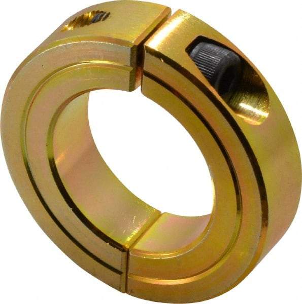 Climax Metal Products - 1-1/4" Bore, Steel, Two Piece Clamping Shaft Collar - 2-1/16" Outside Diam, 1/2" Wide - Apex Tool & Supply