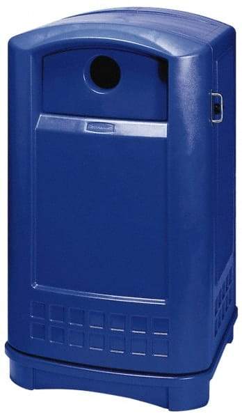 Rubbermaid - 50 Gal Blue Rectangle Recycling Container - Polyethylene, 42-1/8" High x 24-3/4" Long x 25-1/4" Wide - Apex Tool & Supply