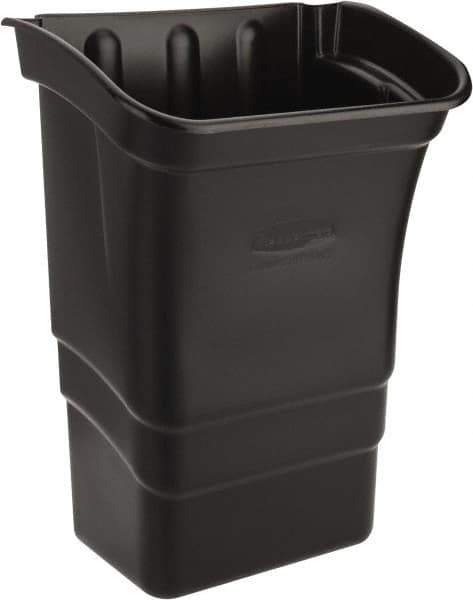 Rubbermaid - 8 Gal Black Rectangle Trash Can - Polyethylene, 22" High x 12" Long x 17" Wide - Apex Tool & Supply
