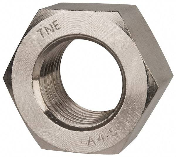 Value Collection - M45x4.50 Metric Coarse Stainless Steel Right Hand Hex Nut - 70mm Across Flats, 36mm High, Uncoated - Apex Tool & Supply