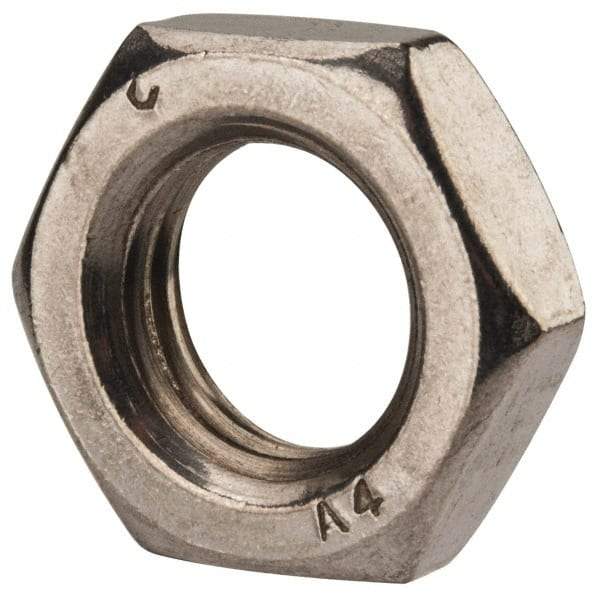 Value Collection - M16x2.00 Metric Coarse Stainless Steel Right Hand Hex Jam Nut - 24mm Across Flats, 8mm High, Uncoated - Apex Tool & Supply