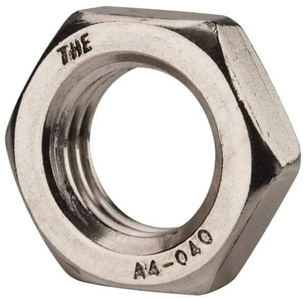 Value Collection - M20x2.50 Metric Coarse Stainless Steel Right Hand Hex Jam Nut - 30mm Across Flats, 10mm High, Uncoated - Apex Tool & Supply