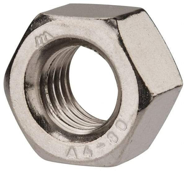 Value Collection - M12x1.75 Metric Coarse Stainless Steel Right Hand Heavy Hex Nut - 19mm Across Flats, 12mm High, Uncoated - Apex Tool & Supply