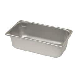 VOLLRATH - Rectangular, Chrome Stainless Steel Food Pan - 4" High x 6.9" Wide x 12.8" Long - Apex Tool & Supply