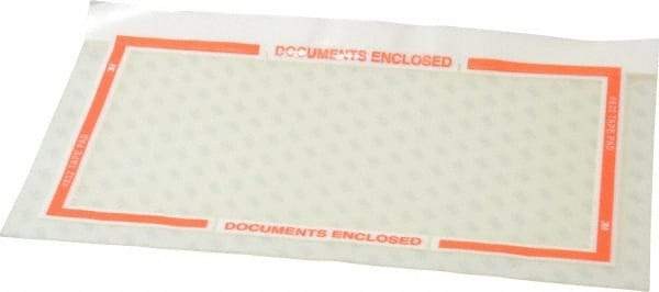 3M - 1,000 Piece, 10" Long x 6" Wide, Sheet - Documents Enclosed, Clear with Orange Border - Apex Tool & Supply