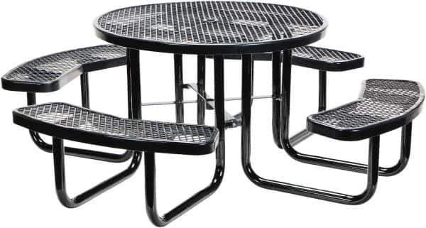 Vestil - 81-1/4" Long x 81-1/4" Wide x 29" High Stationary Activity/Utility Table without Back Rests - Black, Steel - Apex Tool & Supply