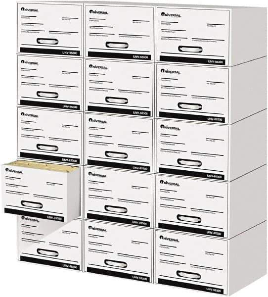 UNIVERSAL - 15 Compartment, 14 Inch Wide x 25-1/2 Inch Deep x 11-1/2 Inch High, File Storage Box - Plastic, White - Apex Tool & Supply