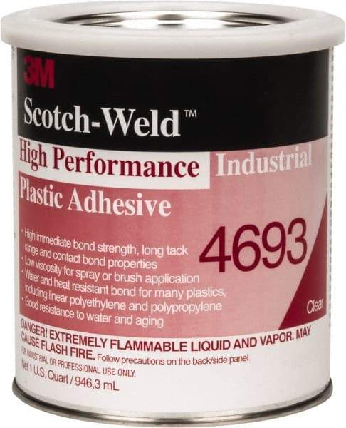 3M - 32 Fluid Ounce Container, Amber, Can Acetone Construction Adhesive - Series 4693 - Apex Tool & Supply