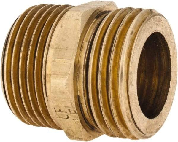 ANDERSON METALS - 3/4 MGHT & 3/4 MPT Garden Hose Male x MIP with FIP Tap - Lead Free Brass, Male Hose to Male Pipe Connector - Apex Tool & Supply