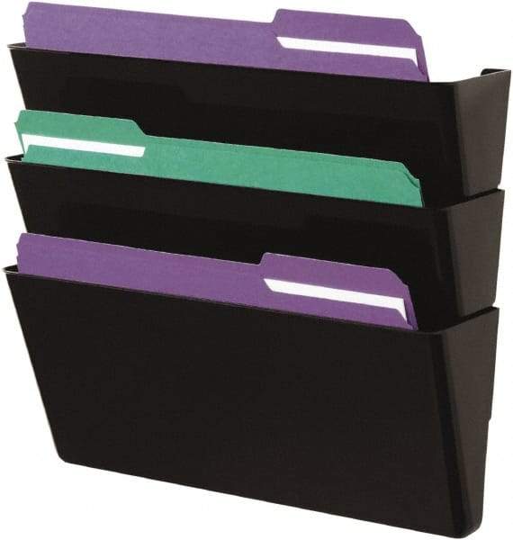 UNIVERSAL - 13" Wide x 4-1/8" Deep x 38-1/4" High, 3 Compartments, Plastic Wall File - Black, 13" Compartment Width x 4-1/4" Compartment Depth x 14-1/2" Compartment Height - Apex Tool & Supply