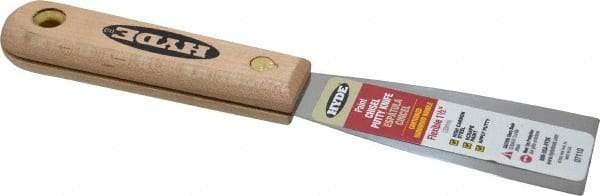 Hyde Tools - 1-1/2" Wide Steel Putty Knife - Flexible, Hardwood Handle, 7-3/4" OAL - Apex Tool & Supply