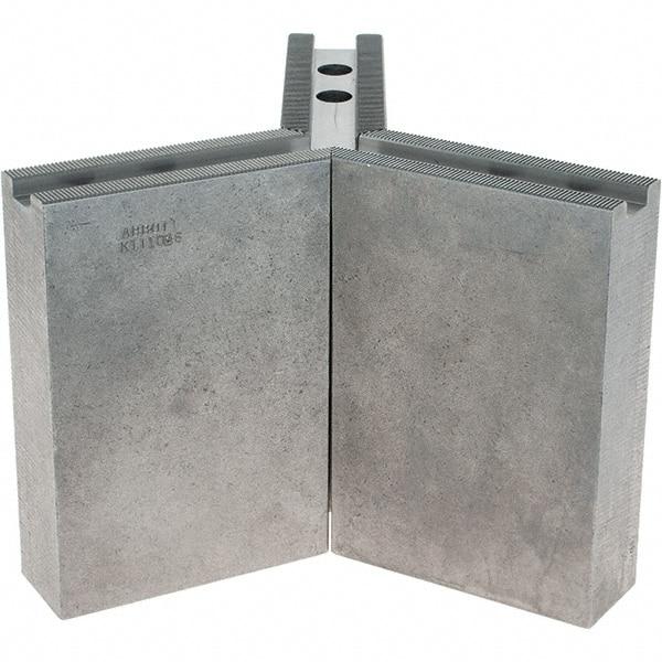Abbott Workholding Products - 1.5mm x 60° Serrated Attachment, Square Soft Lathe Chuck Jaw - 3 Jaws, Steel, 1.1811" Btw Mount Hole Ctrs, 4-1/2" Long x 1-1/2" Wide x 6" High, 0.6299" Groove, 0.4724" & 12mm Fastener - Apex Tool & Supply