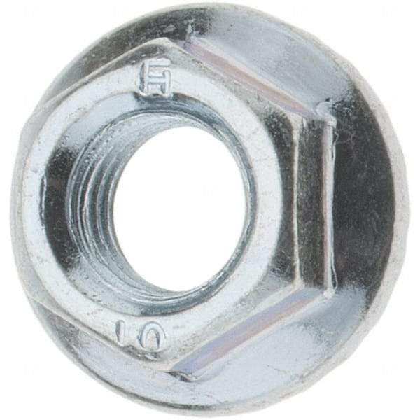 Value Collection - M8, 17.5mm Flange Diam, 8mm High, 12mm Across Flats, Flange Nut - Steel, Zinc-Plated Finish, JIS B 1190 - Apex Tool & Supply