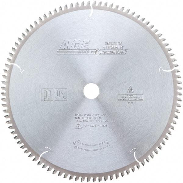 Amana Tool - 12" Diam, 1" Arbor Hole Diam, 96 Tooth Wet & Dry Cut Saw Blade - Carbide-Tipped, Clean Action, Standard Round Arbor - Apex Tool & Supply
