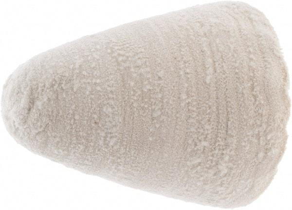 Value Collection - 3-1/2" Diam, 1/4" Shank Diam, Taper Shaped Mounted Bob - Medium Density, 3-1/2" Head Length, 2-1/2" Shank Length, Cotton Muslin - Apex Tool & Supply