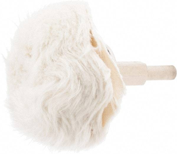 Value Collection - 2" Diam, 1/4" Shank Diam, Round End Shaped Mounted Bob - Soft Density, 2" Head Length, 2-1/2" Shank Length, Cotton Muslin - Apex Tool & Supply