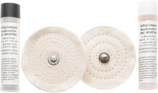 Value Collection - 4" Diam Cushion Sewn, Spiral Sewn Buffing Wheel Set - 1/2" Arbor Hole - Apex Tool & Supply