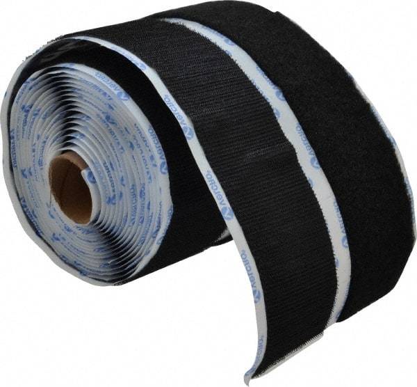 VELCRO Brand - 2" Wide x 5 Yd Long Adhesive Backed Hook & Loop Roll - Continuous Roll, Black - Apex Tool & Supply