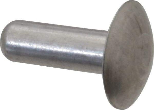 Made in USA - 1/4" Body Diam, Brazier Aluminum Solid Rivet - 3/4" Length Under Head, Grade 1100F, 5/8" Head Diam x 1/8" Head Height - Apex Tool & Supply