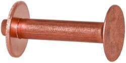 Made in USA - #12 Wire Body Diam, Flat Copper Belt Rivet with Washer - 3/4" Length Under Head, 3/8" Head Diam - Apex Tool & Supply