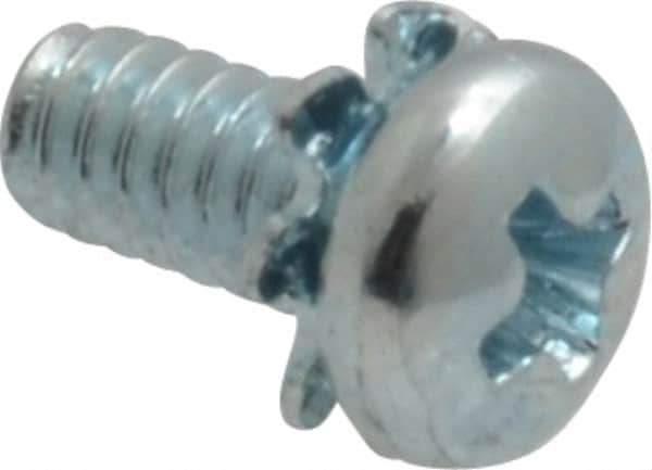 Value Collection - #4-40 UNC, 1/4" Length Under Head Phillips Drive Machine Screw - Pan Head, Grade J82 Steel, Zinc-Plated Finish, External Tooth - Apex Tool & Supply