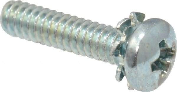 Value Collection - #4-40 UNC, 1/2" Length Under Head Phillips Drive Machine Screw - Pan Head, Grade J82 Steel, Zinc-Plated Finish, External Tooth - Apex Tool & Supply