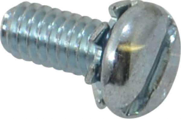 Value Collection - #8-32 UNC, 3/8" Length Under Head Slotted Drive Machine Screw - Pan Head, Grade J82 Steel, Zinc-Plated Finish, External Tooth - Apex Tool & Supply