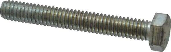 Made in USA - 5/16-18 UNC, 2-1/4" Length Under Head Hex Head Cap Screw - Fully Threaded, Grade 5 Steel, Zinc-Plated Finish, 1/2" Hex - Apex Tool & Supply