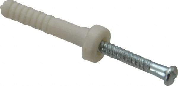 Value Collection - 3/16" Diam, 3/16" Drill, 1" OAL, 2" Min Embedment Hammer Drive Concrete Anchor - Nylon, Zinc-Plated Finish, Round Head - Apex Tool & Supply
