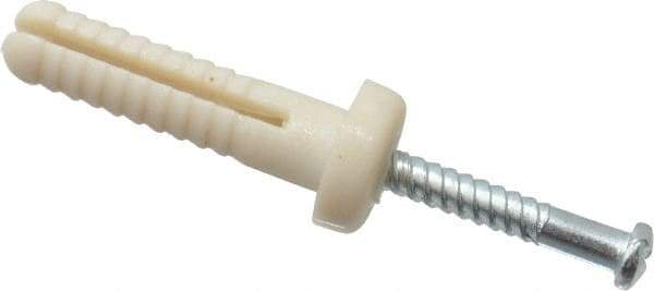 Value Collection - 1/4" Diam, 1/4" Drill, 1" OAL, 2-1/2" Min Embedment Hammer Drive Concrete Anchor - Nylon, Zinc-Plated Finish, Round Head - Apex Tool & Supply