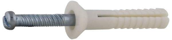 Value Collection - 3/16" Diam, 3/16" Drill, 1-1/2" OAL, Hammer Drive Concrete Anchor - Nylon, Zinc-Plated Finish, Flat Head - Apex Tool & Supply