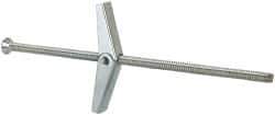 Value Collection - 1/8" Screw, 1/8" Diam, 4" Long, Toggle Bolt Drywall & Hollow Wall Anchor - 1/8" Drill, Zinc Plated, Steel, Use in Concrete, & Masonry, Hollow Tile, Plaster & Wallboard - Apex Tool & Supply