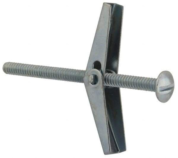 Value Collection - 1/8" Screw, 1/8" Diam, 2" Long, Toggle Bolt Drywall & Hollow Wall Anchor - 1/8" Drill, Zinc Plated, Steel, Use in Concrete, & Masonry, Hollow Tile, Plaster & Wallboard - Apex Tool & Supply