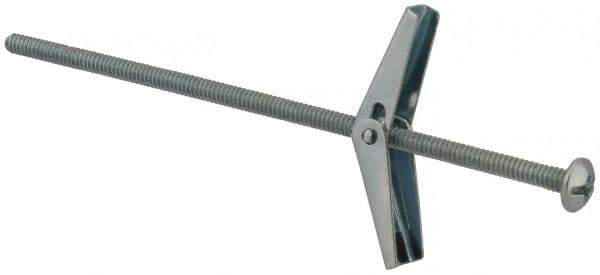 Value Collection - 1/8" Screw, 1/8" Diam, 4" Long, Toggle Bolt Drywall & Hollow Wall Anchor - 1/8" Drill, Zinc Plated, Steel, Use in Concrete, & Masonry, Hollow Tile, Plaster & Wallboard - Apex Tool & Supply