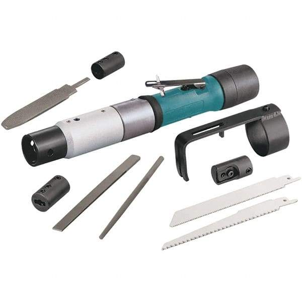 Dynabrade - 2,400 Strokes per Minute, 13/32 Inch Stroke Length, 19 CFM, 0.26 hp Air Reciprocating Saw - Two Blades and Three File Blades, 6.2 Bar Air Pressure, 6 mm Inlet - Apex Tool & Supply