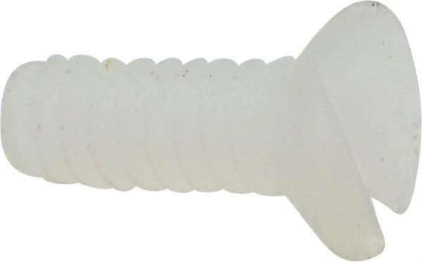 Made in USA - #4-40 UNC, 5/16" OAL Slotted Drive Machine Screw - Flat Head, Grade 6/6 Nylon, Uncoated, Without Washer - Apex Tool & Supply