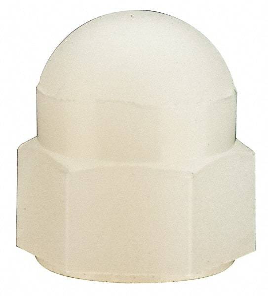 Made in USA - #10-24 UNC, 3/8" Width Across Flats, Uncoated Nylon Acorn Nut - 13/32" Overall Height - Apex Tool & Supply