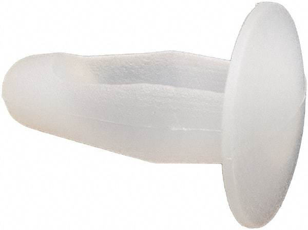Made in USA - 0.12" to 0.135" Hole Diam, Arrow Shank, Nylon Panel Rivet - 0.33" Length Under Head, 1/16" to 1/8" Material Thickness, 0.27" Head Diam - Apex Tool & Supply