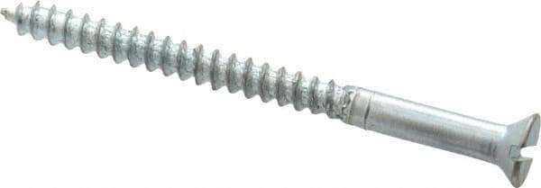Value Collection - #4, 1-1/2" OAL, Slotted Drive, Flat Head Wood Screw - Zinc Plated Steel, Grade 2 - Apex Tool & Supply