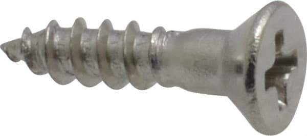 Value Collection - #4, 1/2" OAL, Phillips Drive, Flat Head Wood Screw - Stainless Steel, Grade 18-8 - Apex Tool & Supply