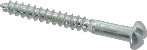 Value Collection - #4, 1" Length Under Head, Slotted Drive, Round Head Wood Screw - Zinc Plated Steel, Grade 2 - Apex Tool & Supply